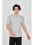 Unisex Waffle Kumaş Rahat Kol T-Shirt - Boyalı Gri 1