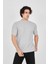 Unisex Waffle Kumaş Rahat Kol T-Shirt - Boyalı Gri 2