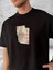 Ön ve Arka Baskılı Oversize Bisiklet Yaka T-Shirt - Siyah 1