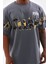 Unisex Bisiklet Yaka Baskılı Oversize T-Shirt - Gri 2