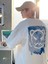 Baskılı Oversize Bisiklet Yaka T-Shirt - Beyaz 2