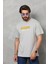 Unisex Basic Bisiklet Yaka Oversize T-Shirt - Gri 1