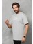Unisex Bisiklet Yaka Baskılı Oversize T-Shirt - Gri 1