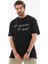 Unisex Bisiklet Yaka Baskılı Oversize T-Shirt - Siyah 2