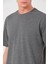 Unisex Düz Biskilet Yaka Oversize T-Shirt - Füme 3