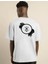 Unisex Bisiklet Yaka Baskılı Oversize T-Shirt - Beyaz 2