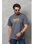 Unisex Basic Bisiklet Yaka Oversize T-Shirt - Füme 1