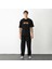 Unisex Bisiklet Yaka Baskılı Oversize T-Shirt - Siyah 1