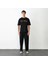 Unisex Bisiklet Yaka Baskılı Oversize T-Shirt - Siyah 1