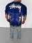 Unisex Bisiklet Yaka Baskılı Oversize T-Shirt - Lacivert 4
