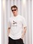 Unisex Bisiklet Yaka Baskılı Oversize T-Shirt - Siyah 1