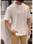 Unisex Bisiklet Yaka Baskılı Oversize T-Shirt - Beyaz 1
