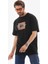 Unisex Bisiklet Yaka Baskılı Oversize T-Shirt - Siyah 3