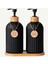 2’li Hands Dishes Siyah Dekoratif Mutfak Banyo Sıvı Cam Sabunluk Seti 500ML Bambu Stantlı Set 4