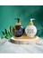 2’li Hands Dishes Soft Siyah Beyaz Dekoratif Mutfak Banyo Sıvı Cam Sabunluk Seti 500ML Bambu Stantlı Set 3
