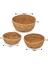 3'lü El Yapımı Hasır Yuvarlak Dekoratif Çerezlik Meyvelik, Dekoratif Amaçlı Mini Hasır Sepetler (16CM*7CM-14CM*6CM-12CM*5CM) 2