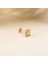 14 Ayar Altın Baget Taşlı Kare Minimal Tragus Piercing 3