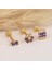 14 Ayar Altın Mor Baget Taşlı Minimal Tragus Piercing 3