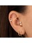 14 Ayar Altın Taşlı Kalp Sallantılı Minimal Tragus Piercing 2