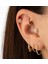 14 Ayar Altın Taşlı Çiçek Minimal Tragus Piercing 3