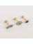 14 Ayar Altın 3 Baget Firuze Rengi ve Lacivert Taşlı Göz Minimal Tragus Piercing 5
