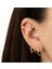 14 Ayar Altın Taşlı Çiçek ve Yıldız Motifli Minimal Tragus Piercing 2