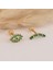 14 Ayar Altın Yeşil Taşlı Göz Minimal Tragus Piercing 3