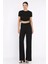 Kadın Kendinden Desenli Yan Büzgülü Bluz Pantolon Ikili Takım P-00017568 1
