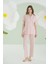 %100 Pamuklu Pembe Çilekli Gömlek Pijama Takım 1