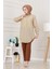 Göğüsü Taş Detaylı Oversize Tunik-Bej 3