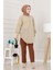 Göğüsü Taş Detaylı Oversize Tunik-Bej 2