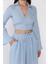 Kruvaze Yaka Bel Bağcıklı Bluz Pantolon Ikili Takım P-00017492 4