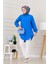 Göğüsü Taş Detaylı Oversize Tunik-Mavi 1