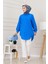 Göğüsü Taş Detaylı Oversize Tunik-Mavi 2