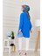 Göğüsü Taş Detaylı Oversize Tunik-Mavi 5