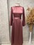 25Y3408 Elbise Saten Ispanyol Kol - Vishne - 25Y3408 - Gül Kurusu - 1 1