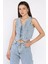 Taş Detaylı Jean Kot Yelek Pantolon Ikili Takım P-00017425 3