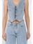 Taş Detaylı Jean Kot Yelek Pantolon Ikili Takım P-00017425 4