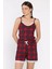 Kadın Ekose Desenli Ip Askılı Şortlu Pijama Takımı P-00017368 2