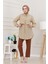Beli Bağcıklı Allerli Taşlı Tunik-Bej 1