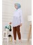 Beli Bağcıklı Allerli Taşlı Tunik-Beyaz 2