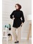 Beli Bağcıklı Allerli Taşlı Tunik-Siyah 3