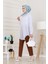 Göğüsü Taş Detaylı Oversize Tunik-Beyaz 3