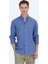 Havacı Mavi Düz Dokuma Casual Pamuk Karışımlı Gömlek 1