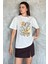 Kadın Taşlı Baskılı Bisiklet Yaka Tişört P-00017447 1
