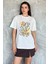 Kadın Taşlı Baskılı Bisiklet Yaka Tişört P-00017447 2