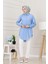 Göğüsü Taş Detaylı Oversize Tunik-Bebe Mavi 2