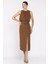 Drapeli Ön Yırtmaç Detaylı Sıfır Kol Kadın Elbise P-00017476 1