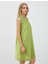 Yeşil Rahat Kesim Yuvarlak Yaka Kolsuz Midi Elbise 4