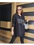 Kadın File Detaylı Taş Baskılı Kapüşonlu Siyah Sweatshirt 1
